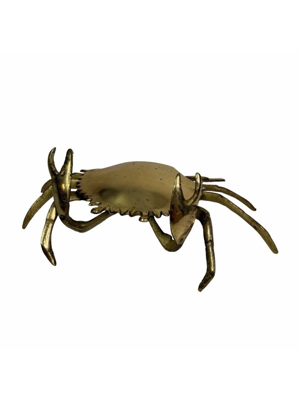 Vintage Brass Crab W/ Lift Top & Movable Claws MCM Cigarette Ashtray Trinket  7"